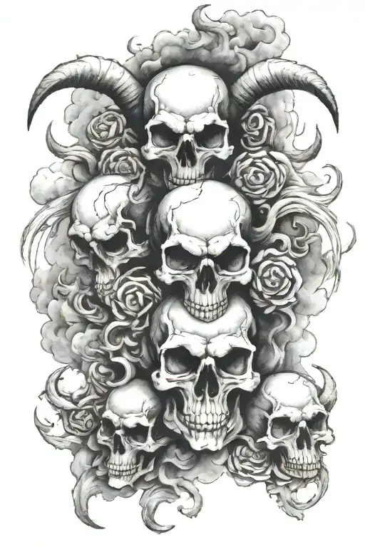 Coverup Clouds And Smoke Skulls With Capricorn Zodiac Signs