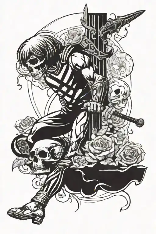 Legs And Darts And Flower And He-man And Skull