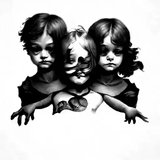 Three Children In A Dark Room