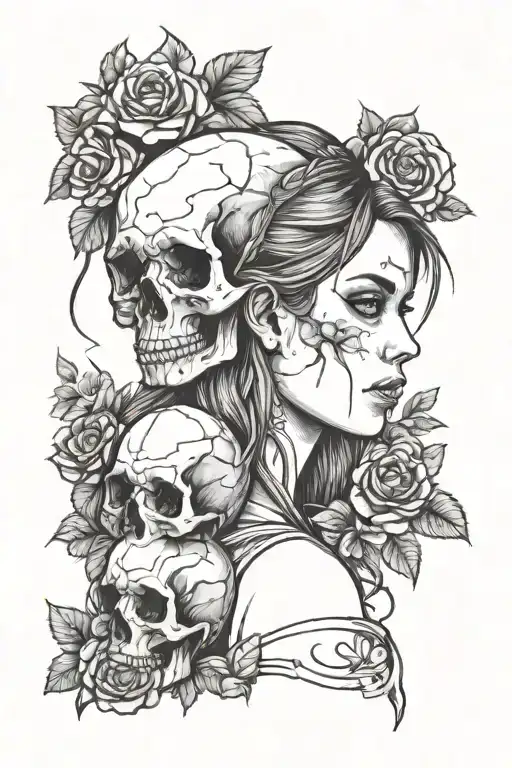 Girl And Skull