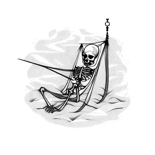 Skeleton In Hammock With Gun