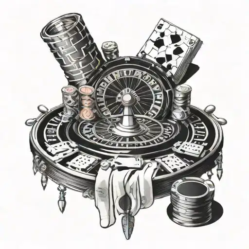 Roullete Table Casino With Chips Marking The Locations