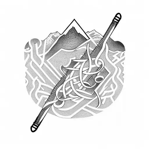 Musical Notes Intertwined With Mountain Peaks