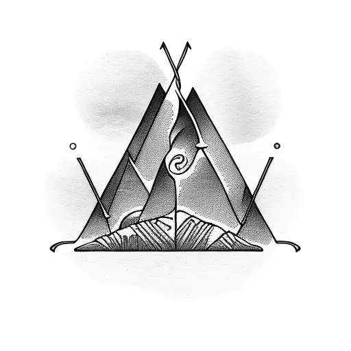 Musical Notes Intertwined With Mountain Peaks