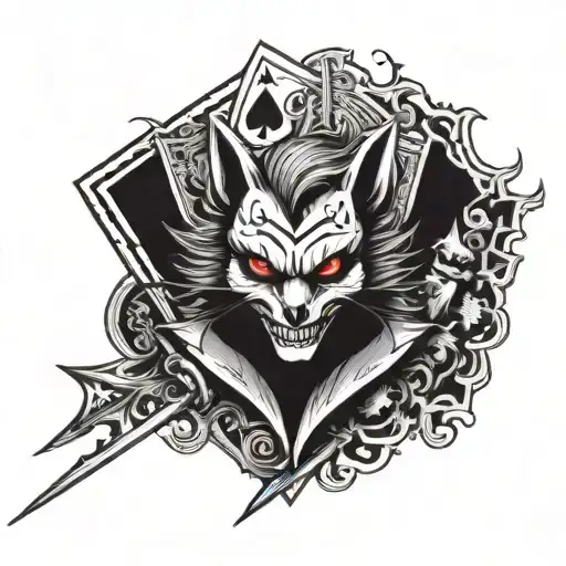 Dark Knight Joker Card With Spade Of 9 Tailed Fox