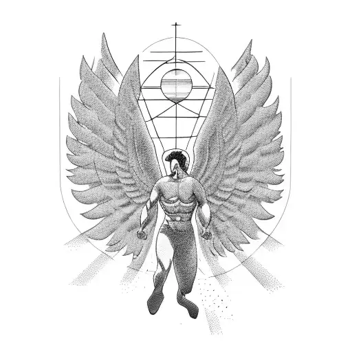 A Modern Interpretation Of Icarus Flying Towards The Sun With Binary Code Wings