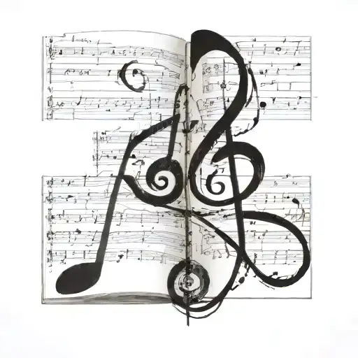 Music Notes Intertwined With Book Pages