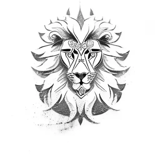 The Roma Gypsy Symbol And A Lion