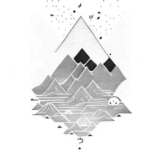 A Silhouette Of A Mountain Range With Musical Notes Flowing Out Of It