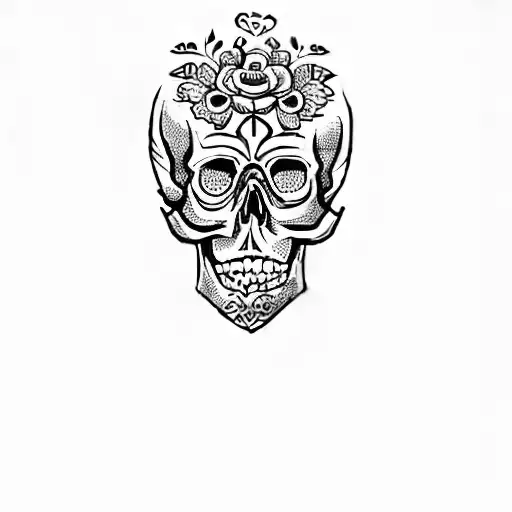 A Skull With Flowers