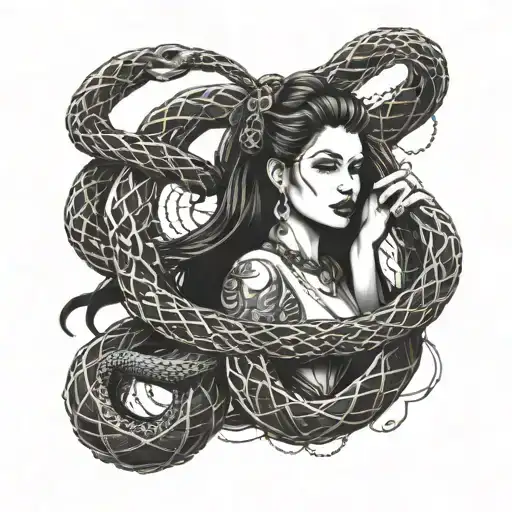 Woman With Chains And A Snake