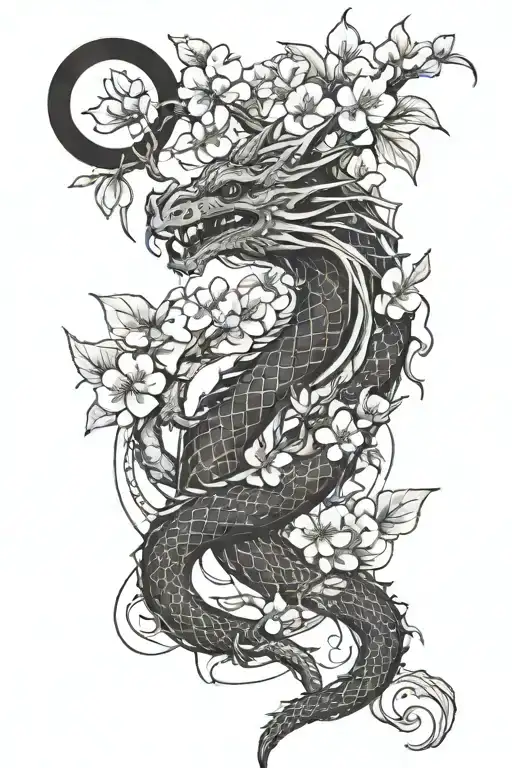 Dragon And Cherry Blossoms