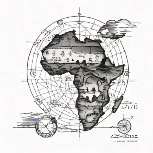 Detailed Map Of Africa With A Subtle Sun Clock Motif In The Background