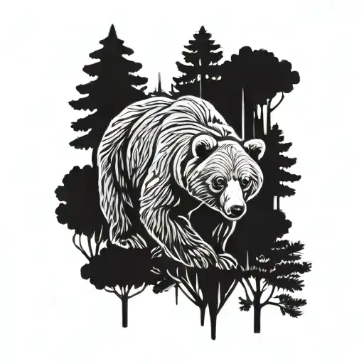 Grizzly Bear Charging In The Forrest