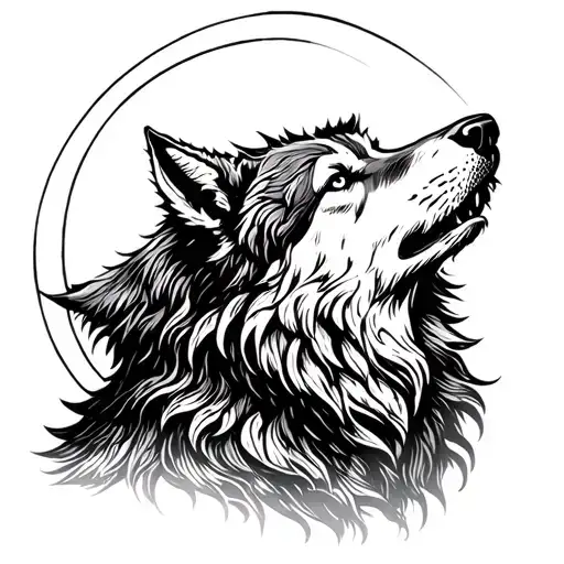 Wolf Howling At The Moon Rising