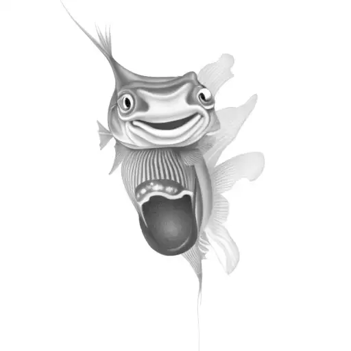 A Fish With A Green Light In Its Mouth