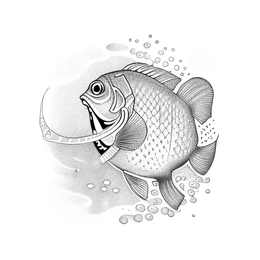 A Fish With A Green Light In Its Mouth