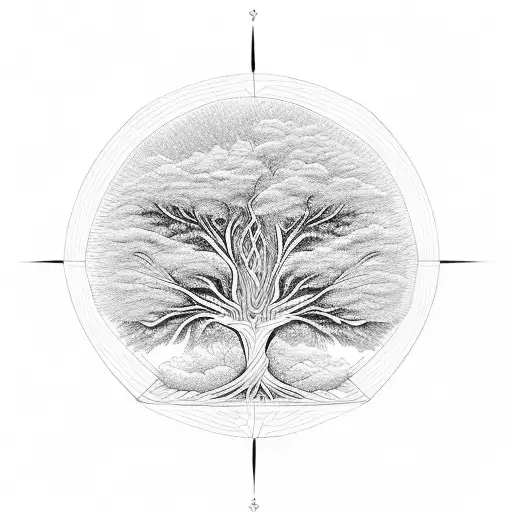 Tree Of Life Inside An Inverted Triangle