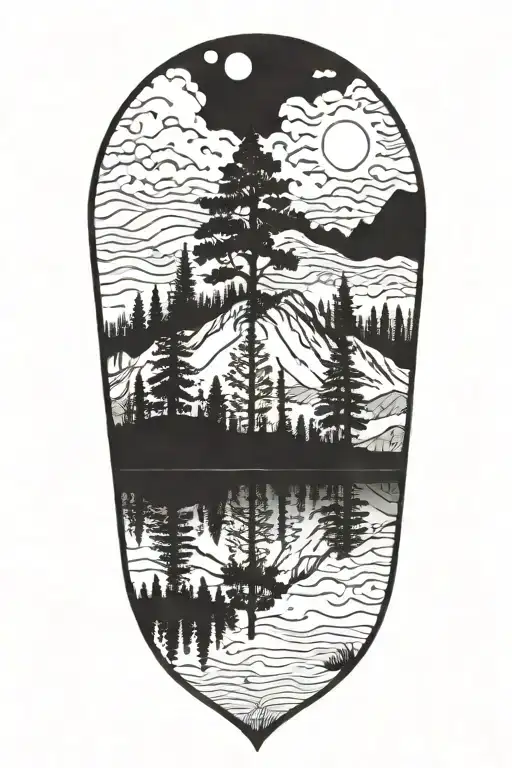 Mountain Tree Lake Reflection