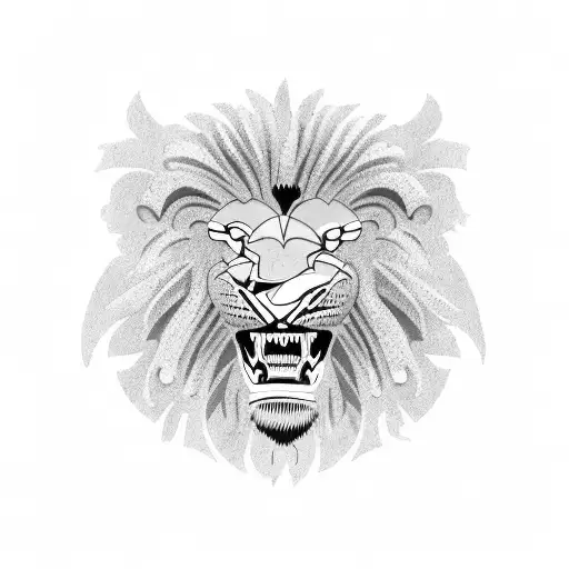 A Roman Colosseum With A Lion Roaring In Front Of It