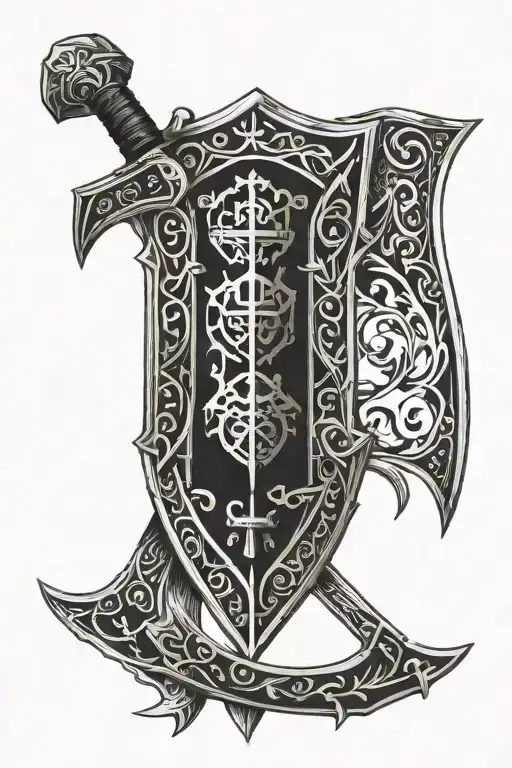 Slavic Theme Shield Spear Axe Sword