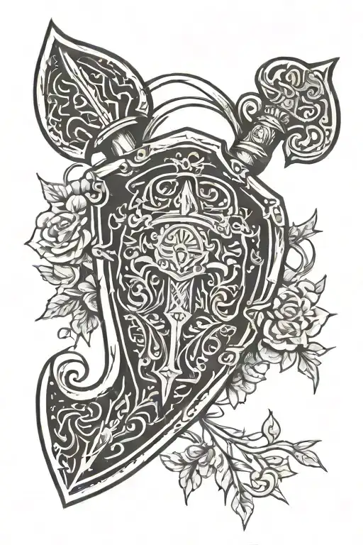 Slavic Theme Shield Spear Axe Sword