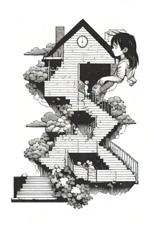 Child With A Staircase A Timeline With A Space Behind