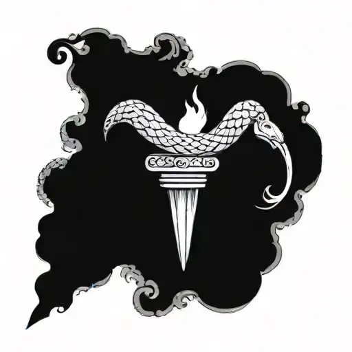 Antique Torch With A Wrapped Snake