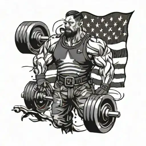 Combine Elements Of Weightlifting And Military Symbolism Into A Powerful And Dynamic Tattoo Design