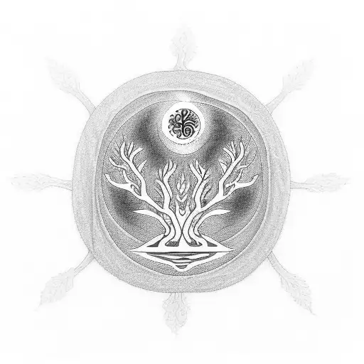 A Tattoo With A Tree Of Life And The Yin-yang Symbol