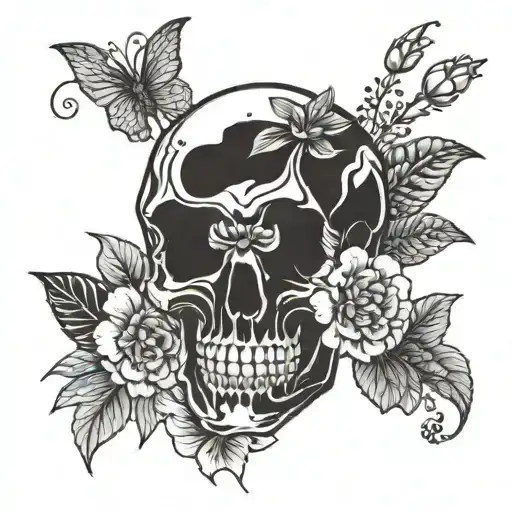 Skull And Flowers