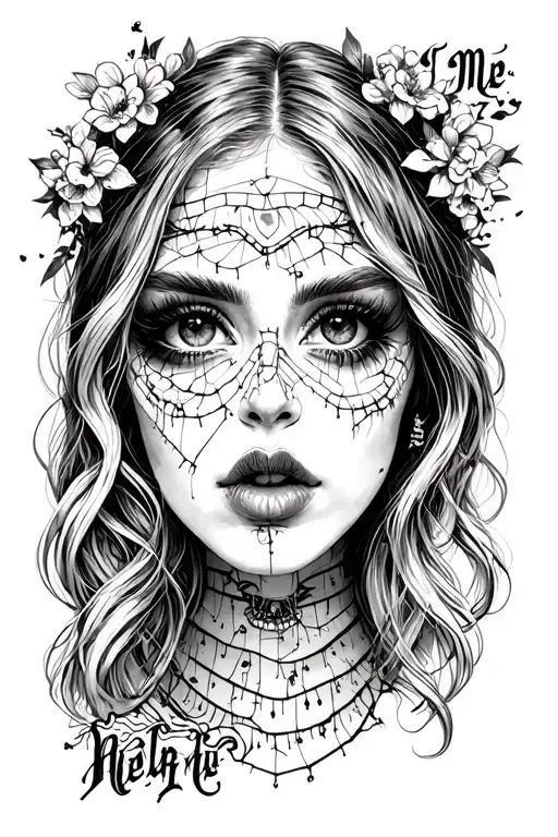 Women With Her Eyes And Mouth Stitched Together And The Word Help Me