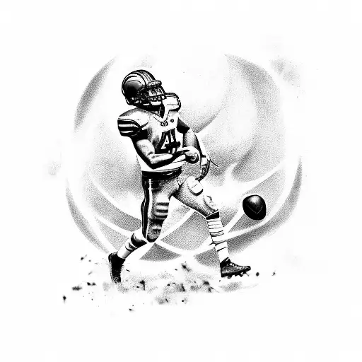 A Tattoo Of A Musically-inspired Football Player Surrounded By Ancient Gods