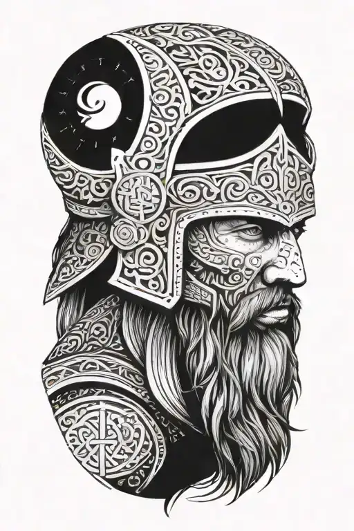 Ancient Viking Warrior With Intricate Runic