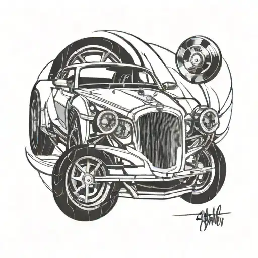 Incorporate A Sleek Sports Car Into A Music-themed Sleeve