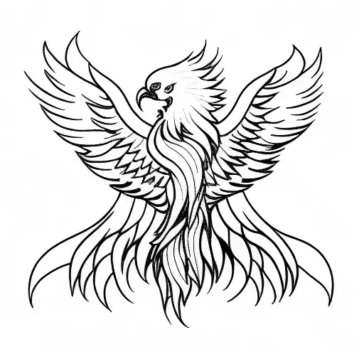 Phoenix With Spread Wings With Head Center