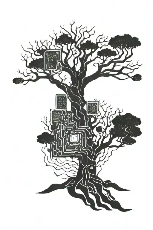 Tree With Roots Shaped Like Electronic Circuit Board