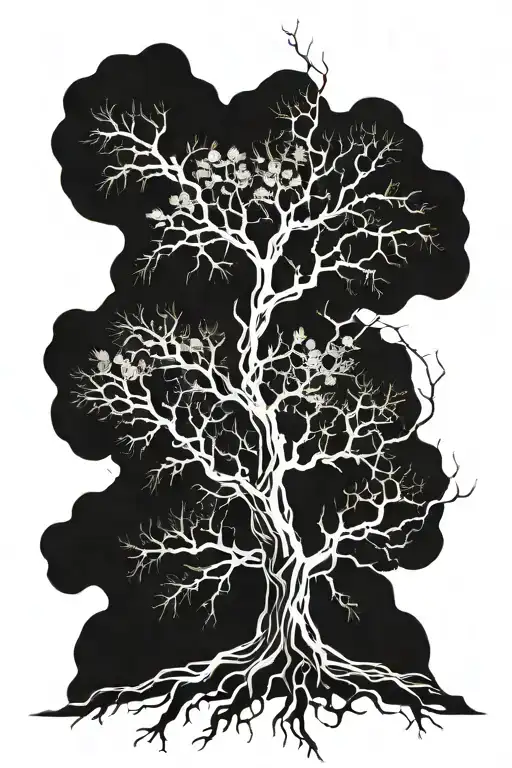 Tree Without Leaves And Roots That Are Shaped Like Electronic Deawing