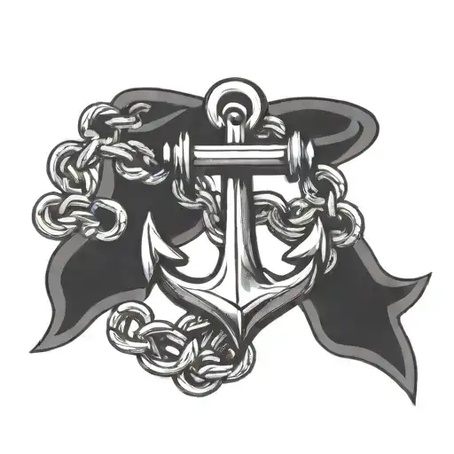 Anchor With Chain Intertwined