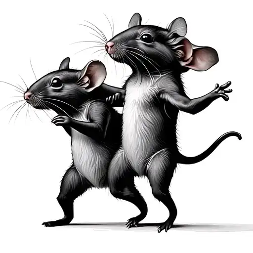 8 Small Rats Dancing In Line