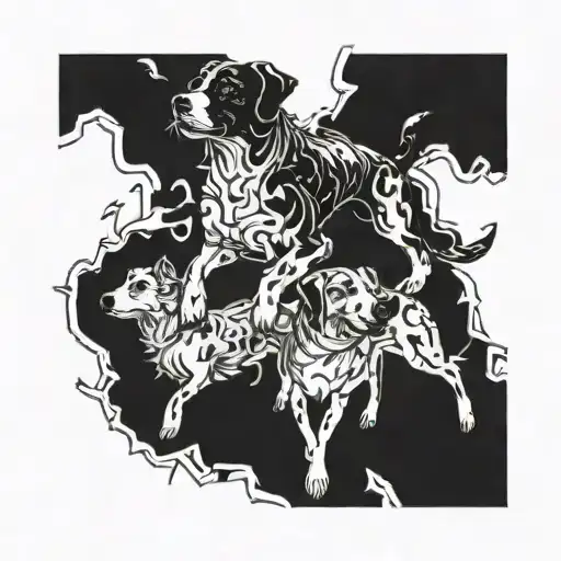 A Pack Of Dogs Running Through A Field Of Money