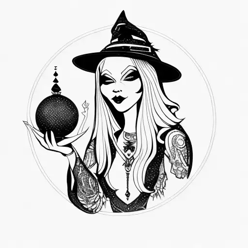 A Witch Holding A Crystal Ball