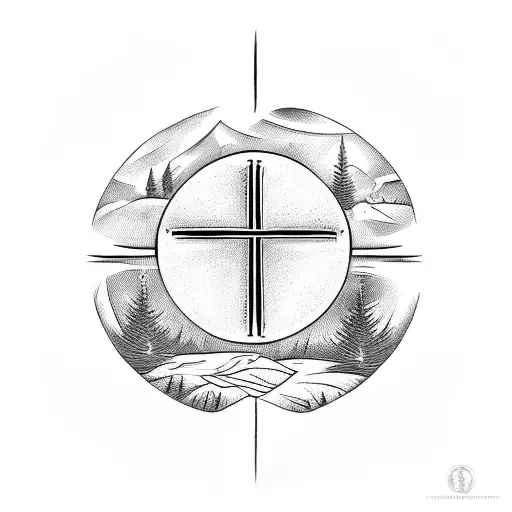 Christian Cross In Forest