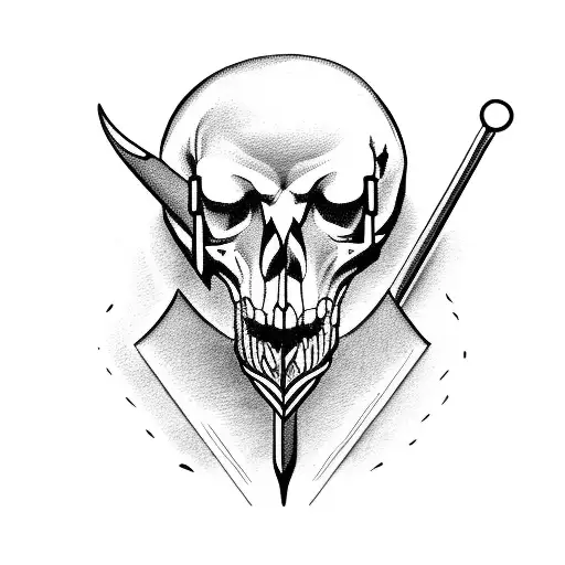 Sabre Tooth Skull With Arrow Going Through It