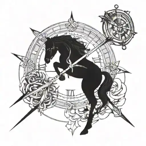 Sagittarius Sodiacsign And Clock