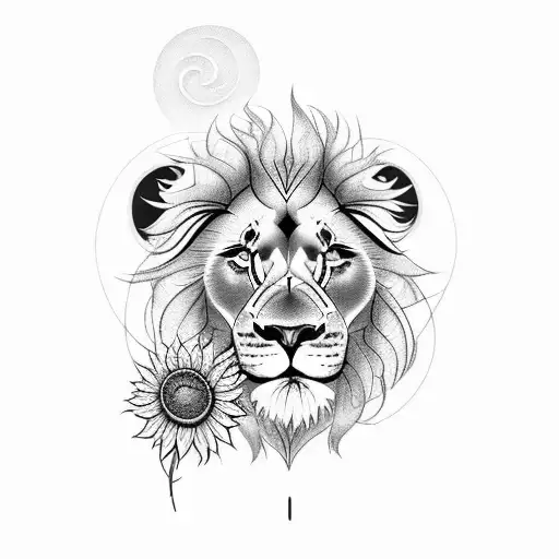 Lion With Sunflowe With Steam