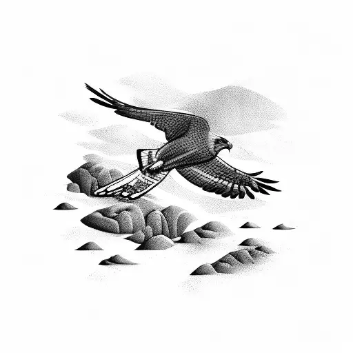A Hawk Soaring Above A Rocky Cliff
