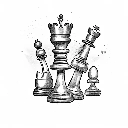 Chess Pieces Engaged In A Fierce Battle On A Chessboard