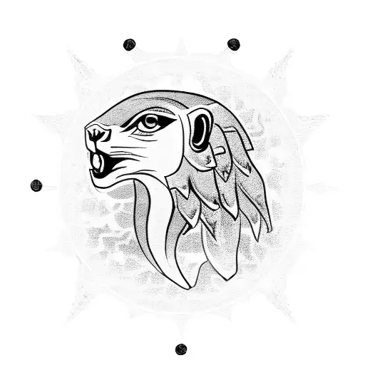 Eye Of Horus With Roaring Lion