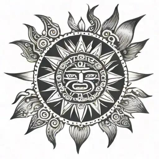 Old Style Aztec Sun Belly